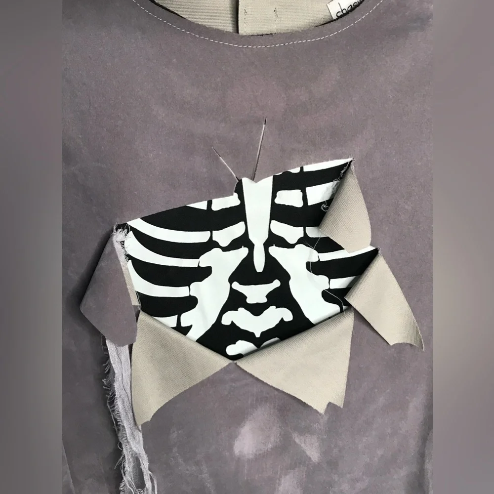 Chasing Fireflies Boys Sz 10 Costume Skeleton Knight Top Shirt Head Cover ONLY